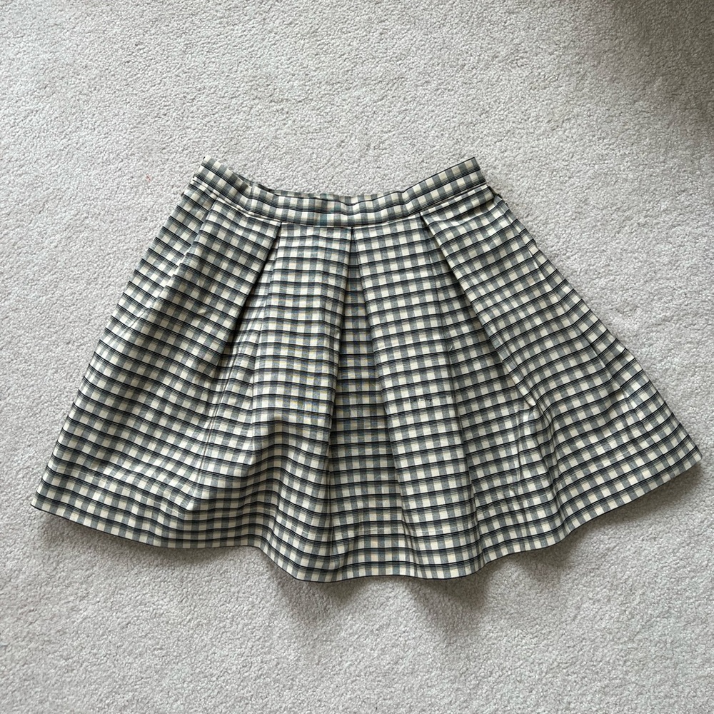 Plaid homemade self-sewed midi/mini skirt